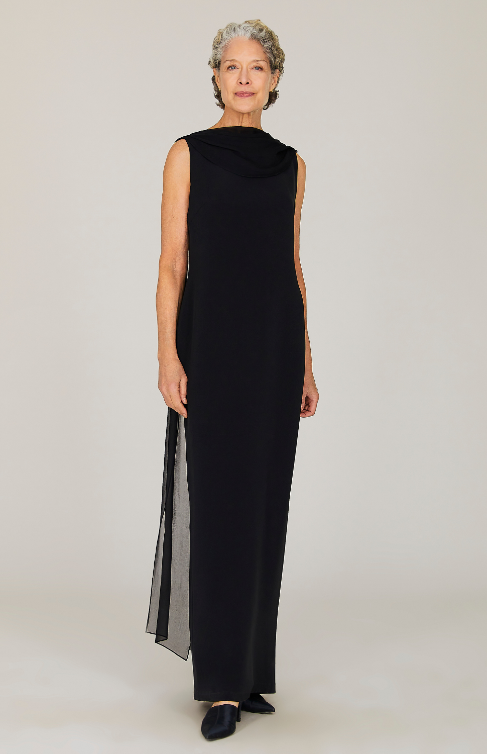 Nancy is wearing Black in size XS.