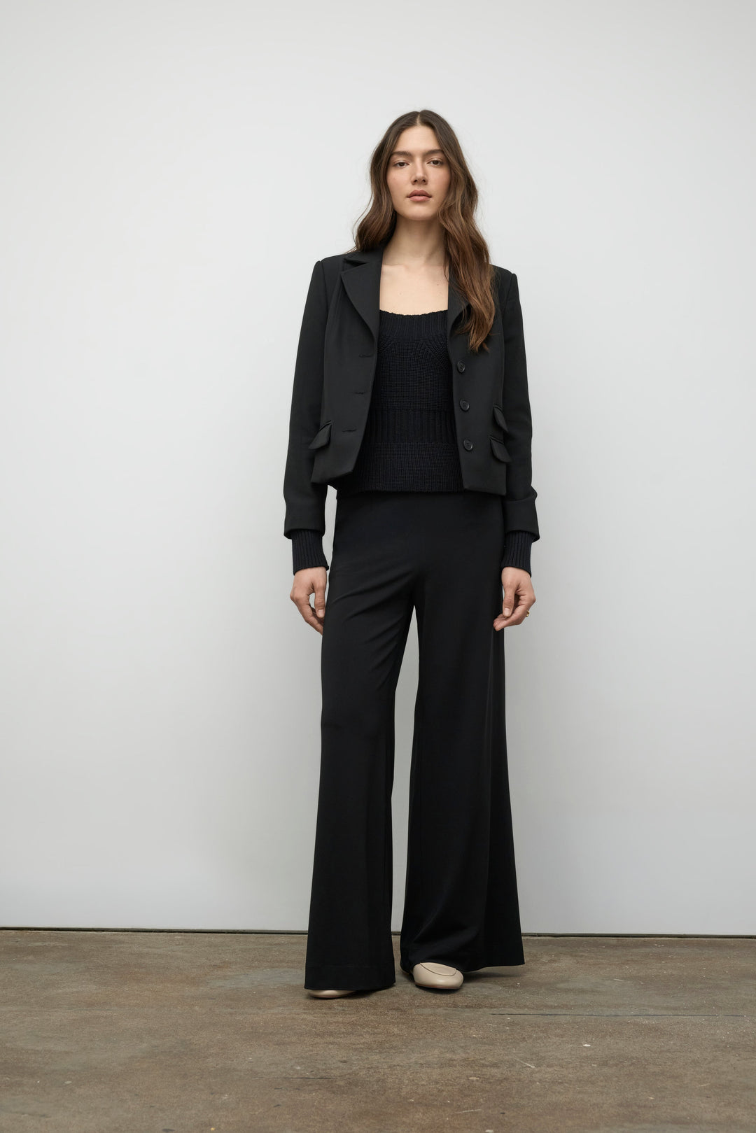Cropped jacket with detachable rib