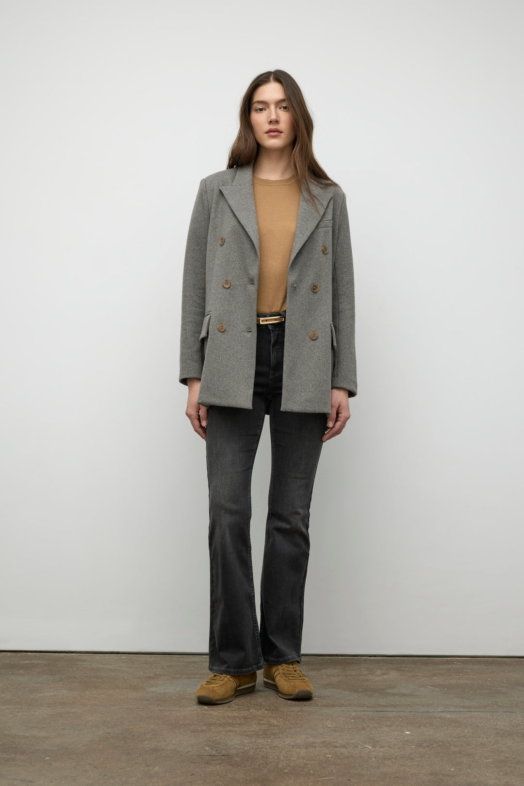 Knit jersey double breast jacket