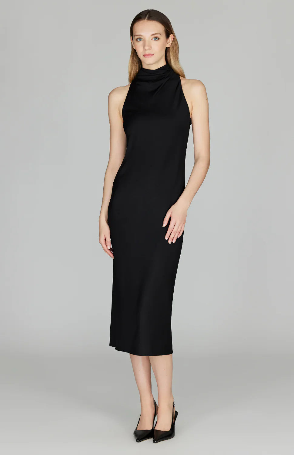 PREORDER Matte Jersey High Neck Cowl Dress