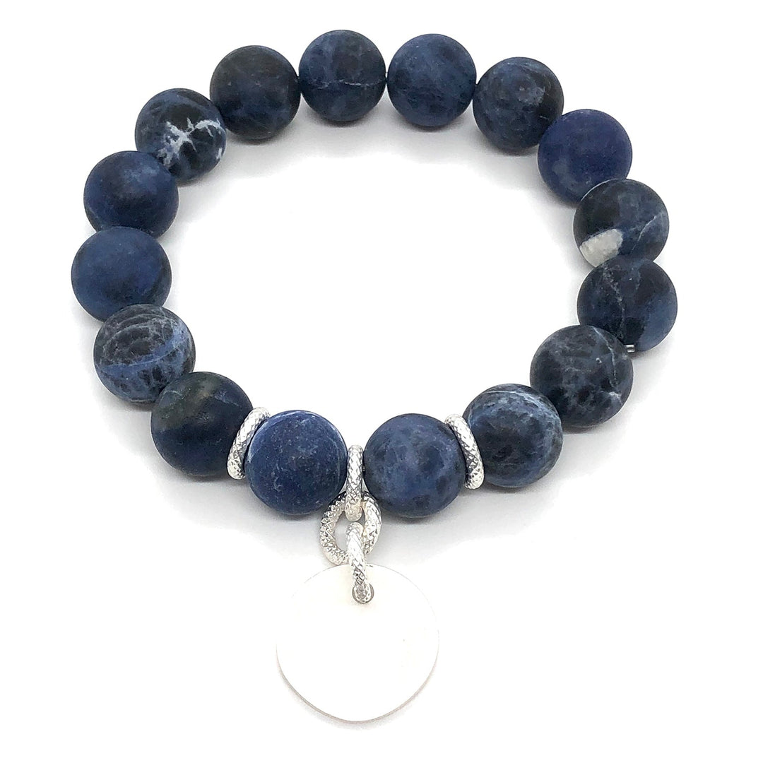 Blue Sodalite Stretch Bracelet With Charm