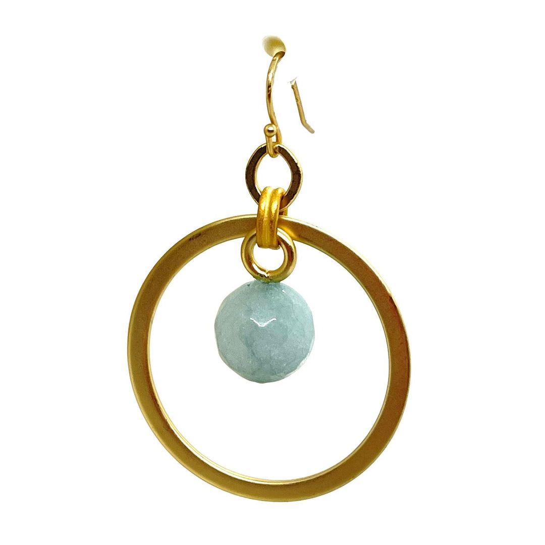 Amazonite Jade Matte Gold Hoop Earrings