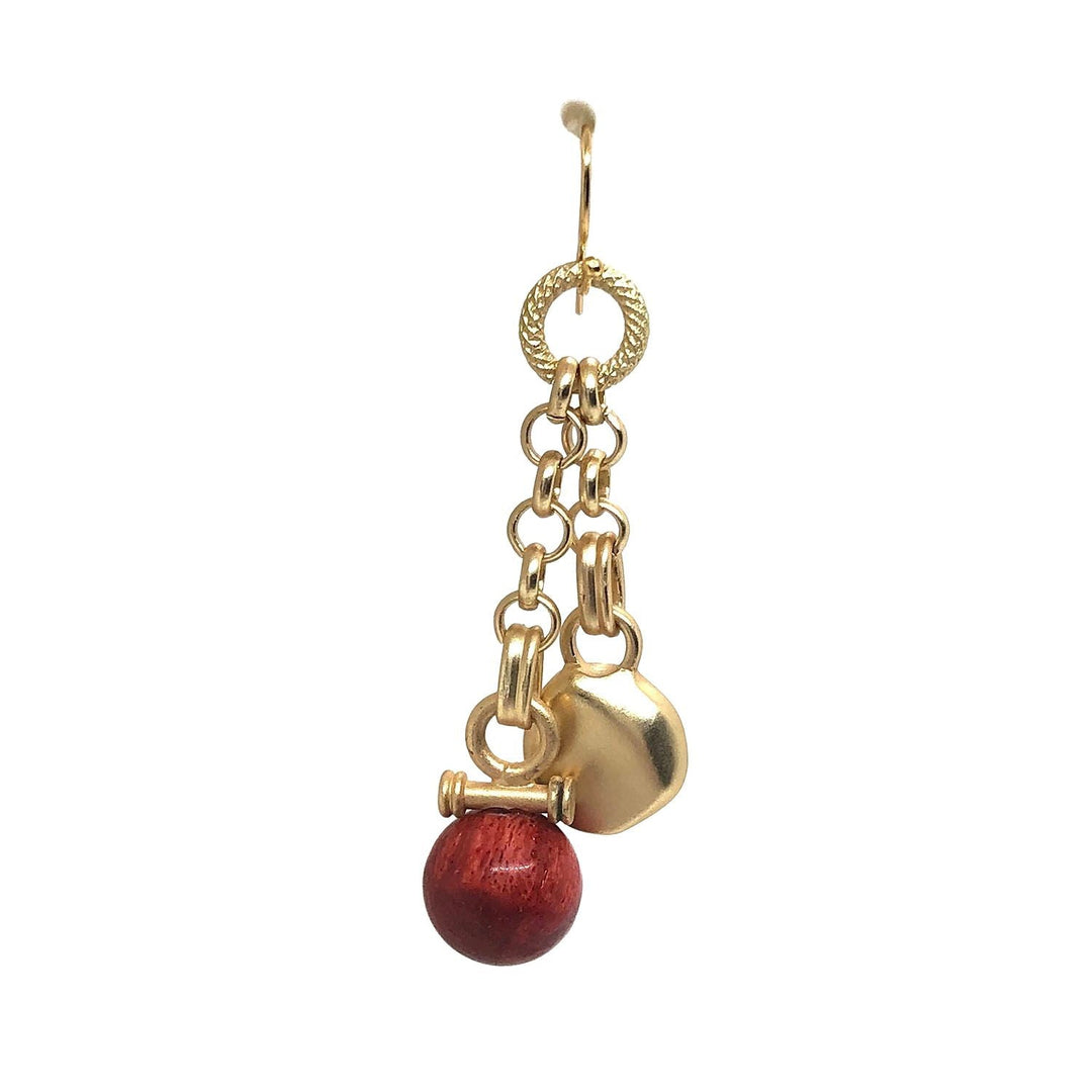 Red Sponge Coral Matte Gold Rolo Chain Charm Earrings