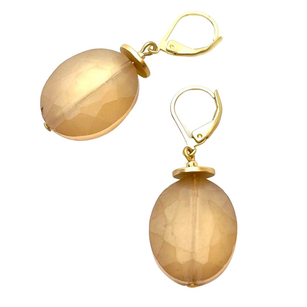 Matte Peach Faceted Crystal Earrings