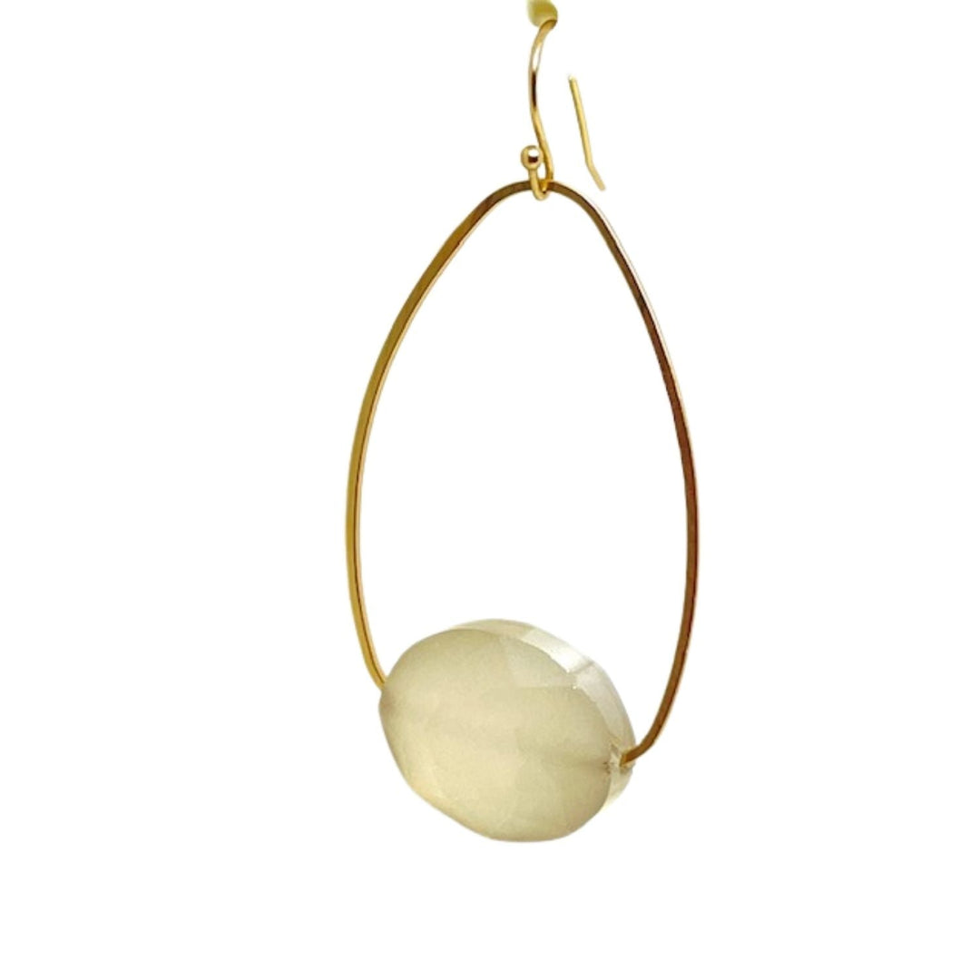 Matte Champagne Crystal Matte Gold Inset Oval Earrings