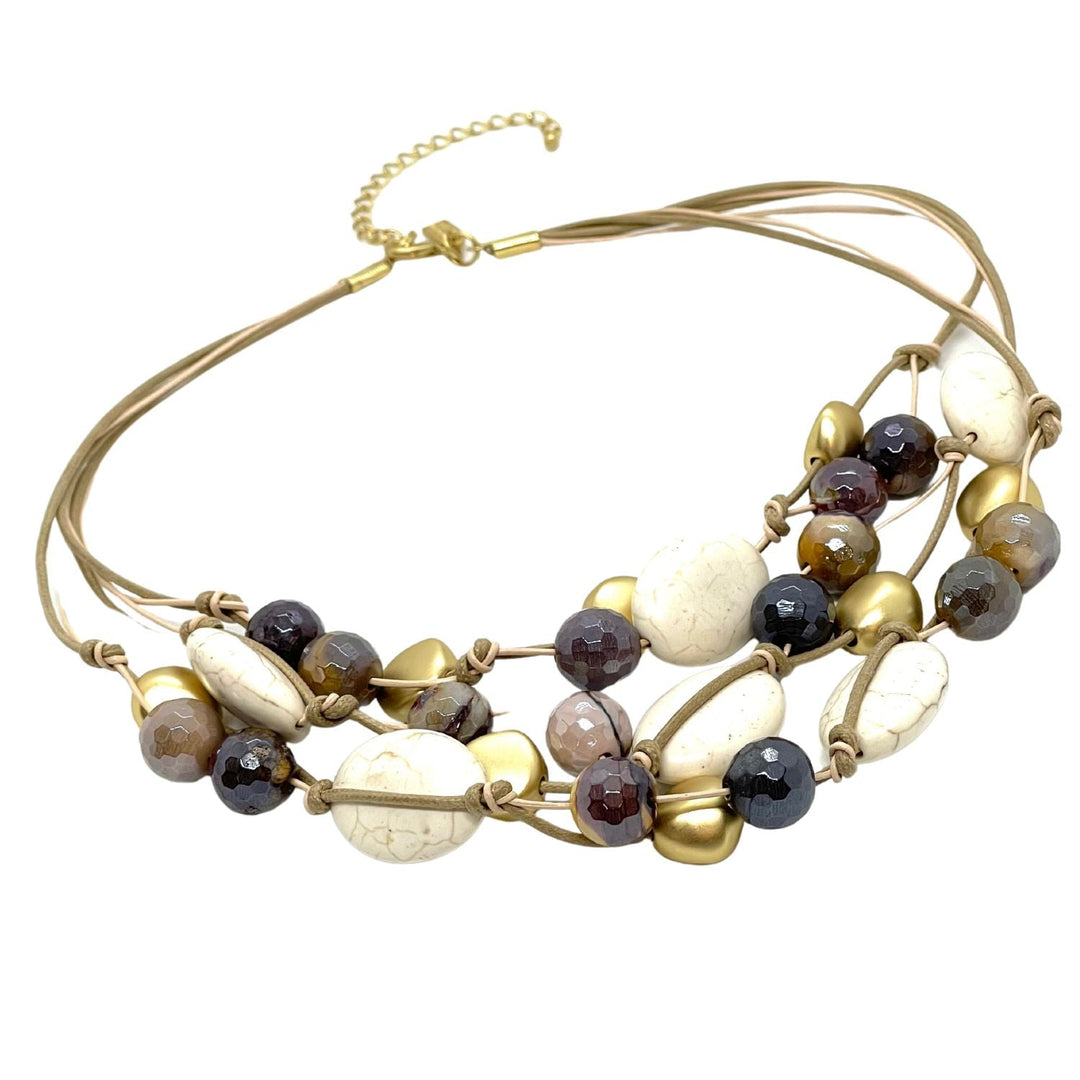 Mookite And White Magnesite Torsade Necklace