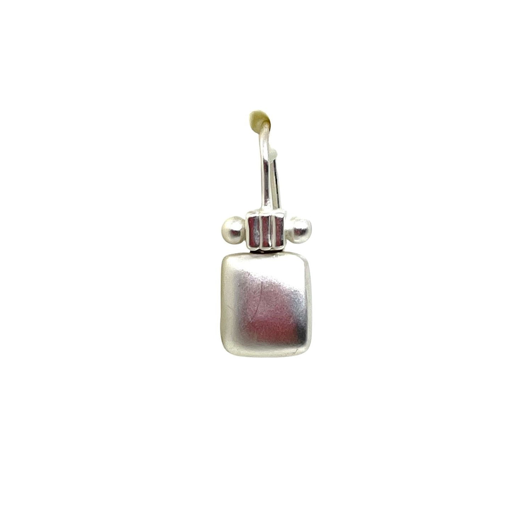 Matte Silver Square Earring With Column Top