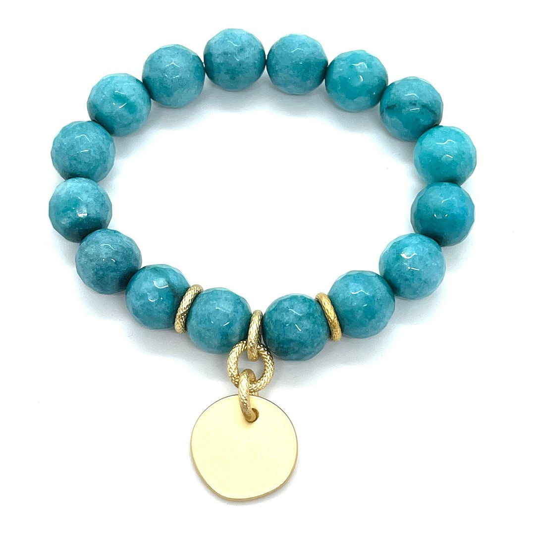 Turquoise Jade Stretch Bracelet with Charm