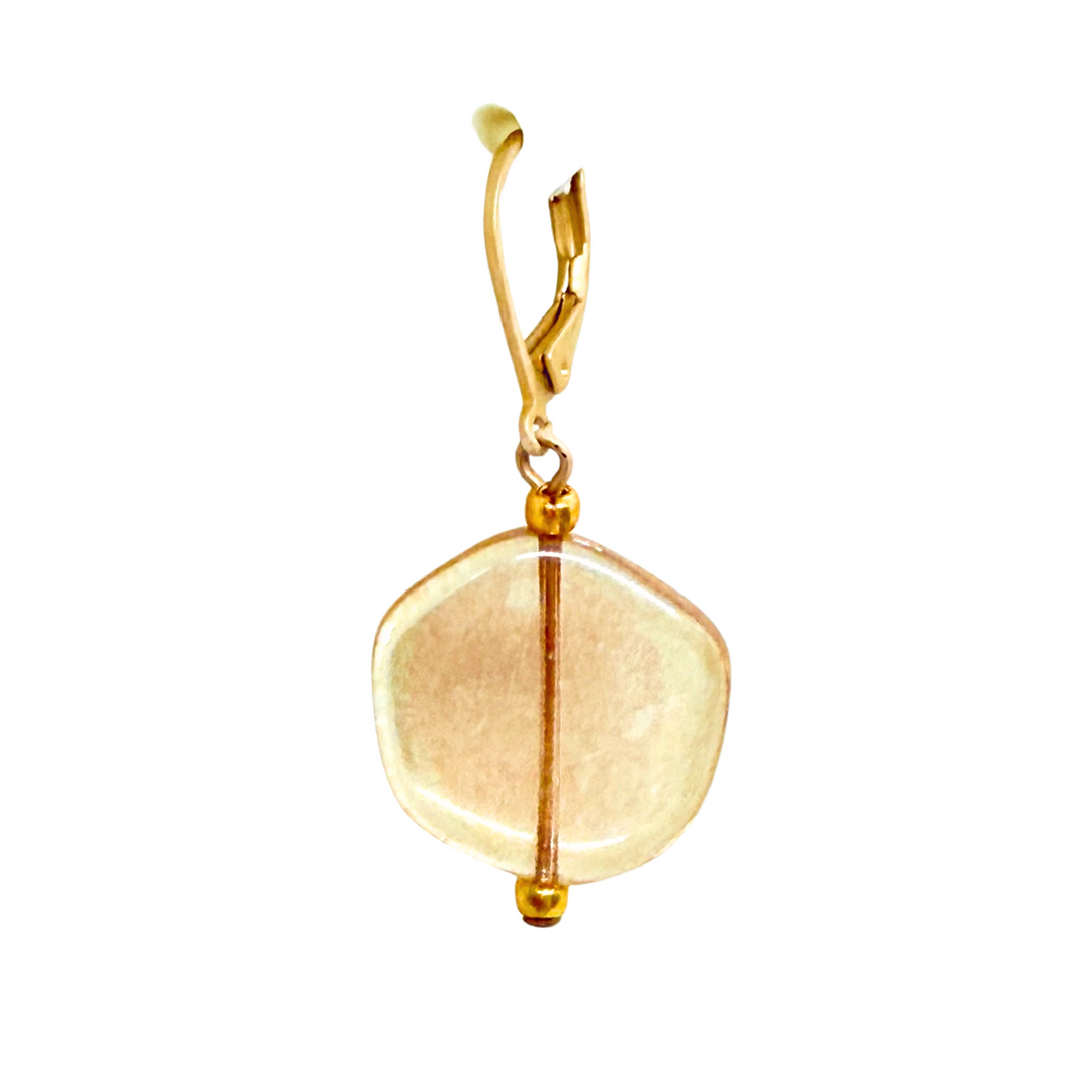 Yellow Pressed Glass Earrings