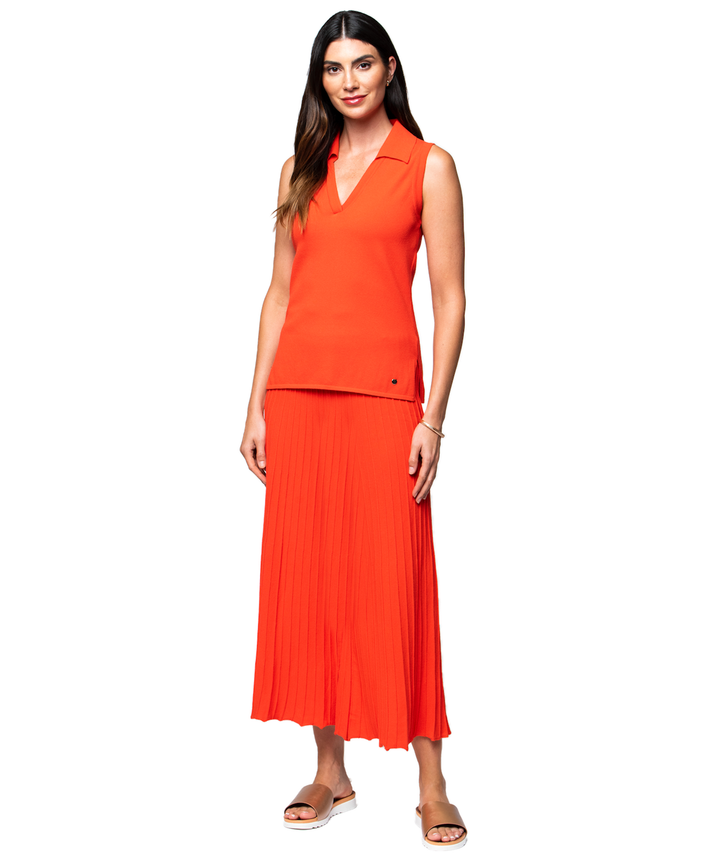 Geraldina Pleated-Knit Maxi Skirt; Bright Orange