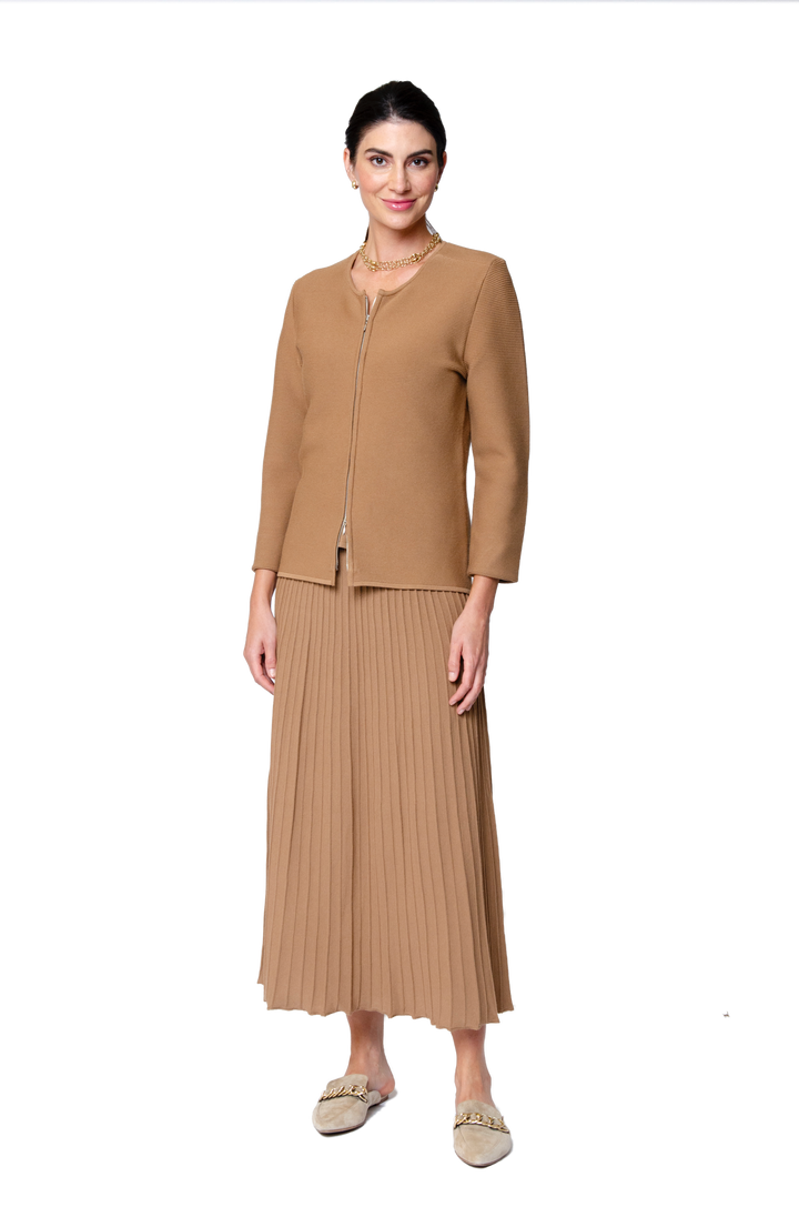 Geraldina Pleated-Knit Maxi Skirt; Mocha