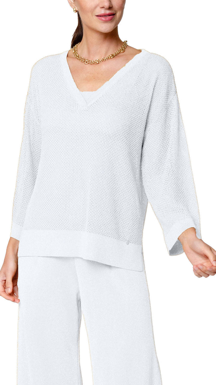 Angelina Mesh Top; Silver White