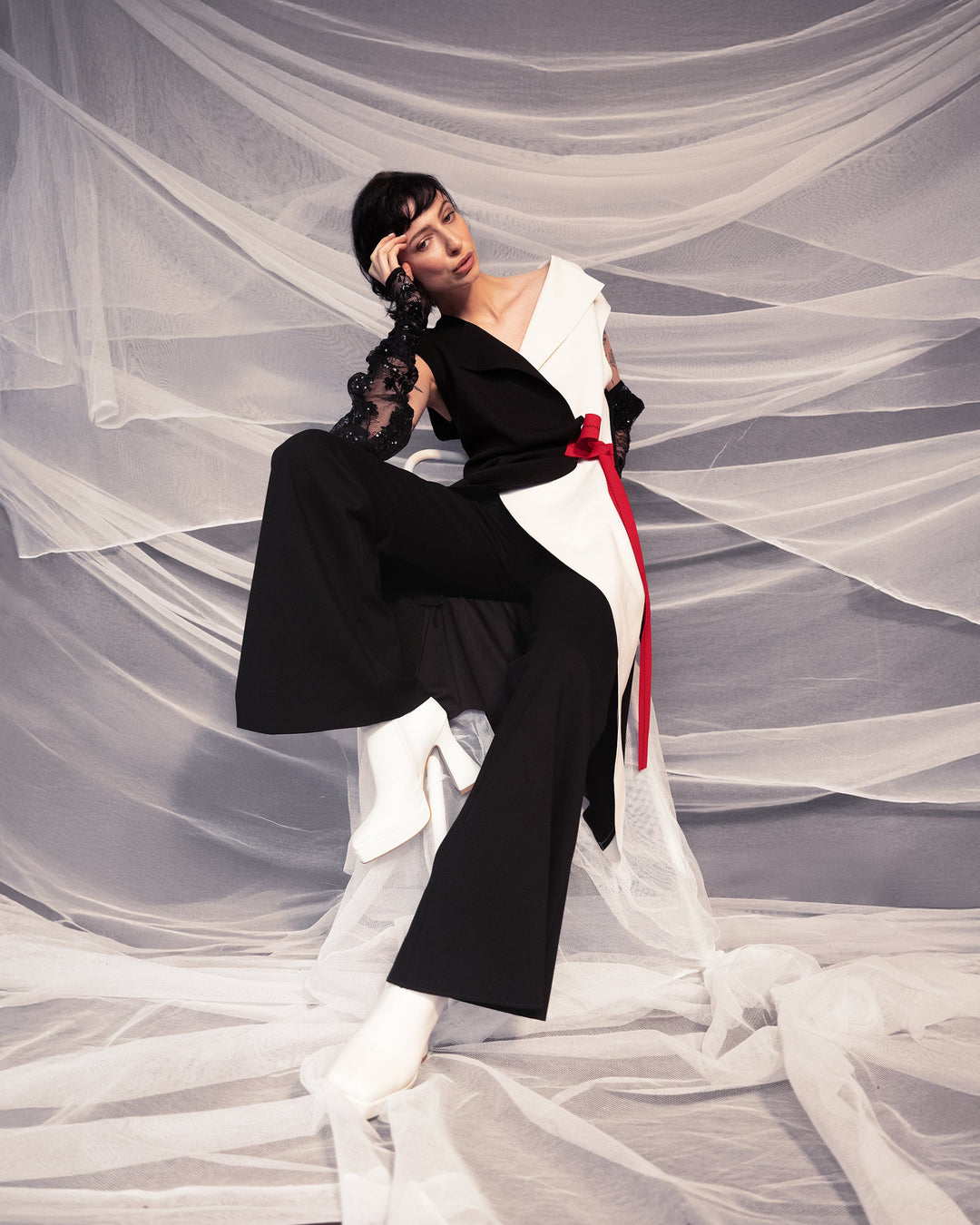 Maison Marie Saint Pierre | Dress | KHADIMAR | Black | White | Red