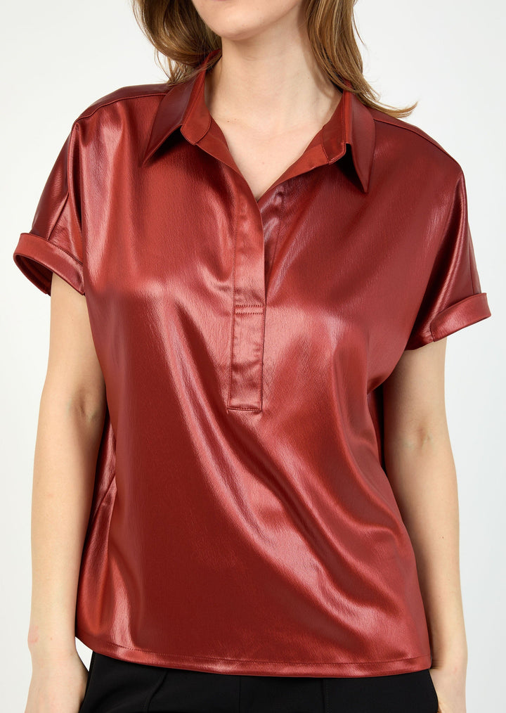 TEXTURED SATIN TOP