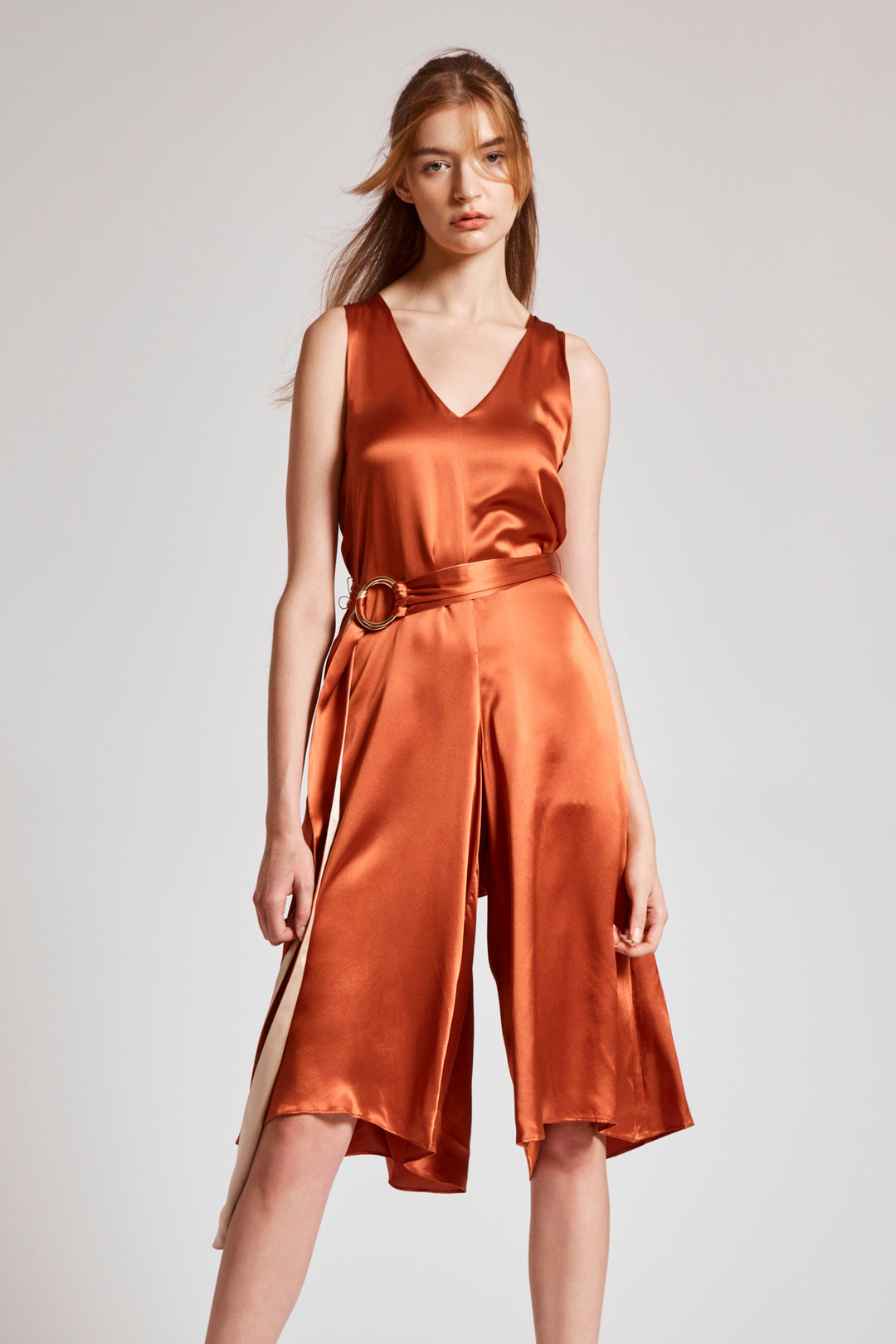 Silk Romper - Brunt Orange