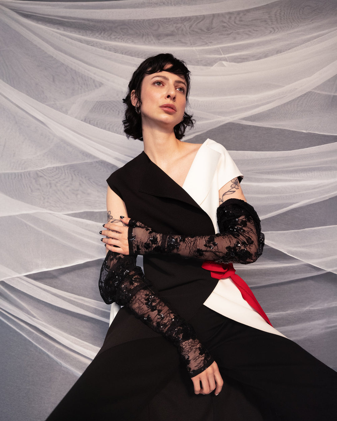 Maison Marie Saint Pierre | Dress | KHADIMAR | Black | White | Red