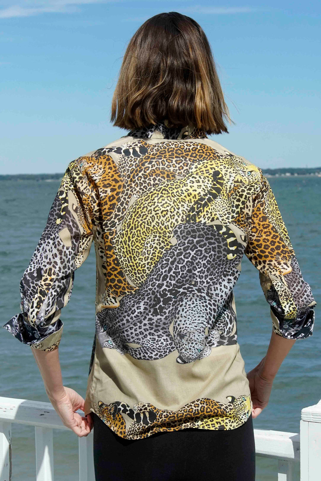 3/4 Sleeve Shirt Lazy Leopards Print