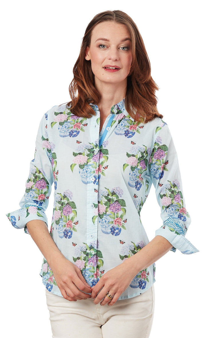 Rome 3/4 Sleeve Hydrangeas Print XS / 4023-R801