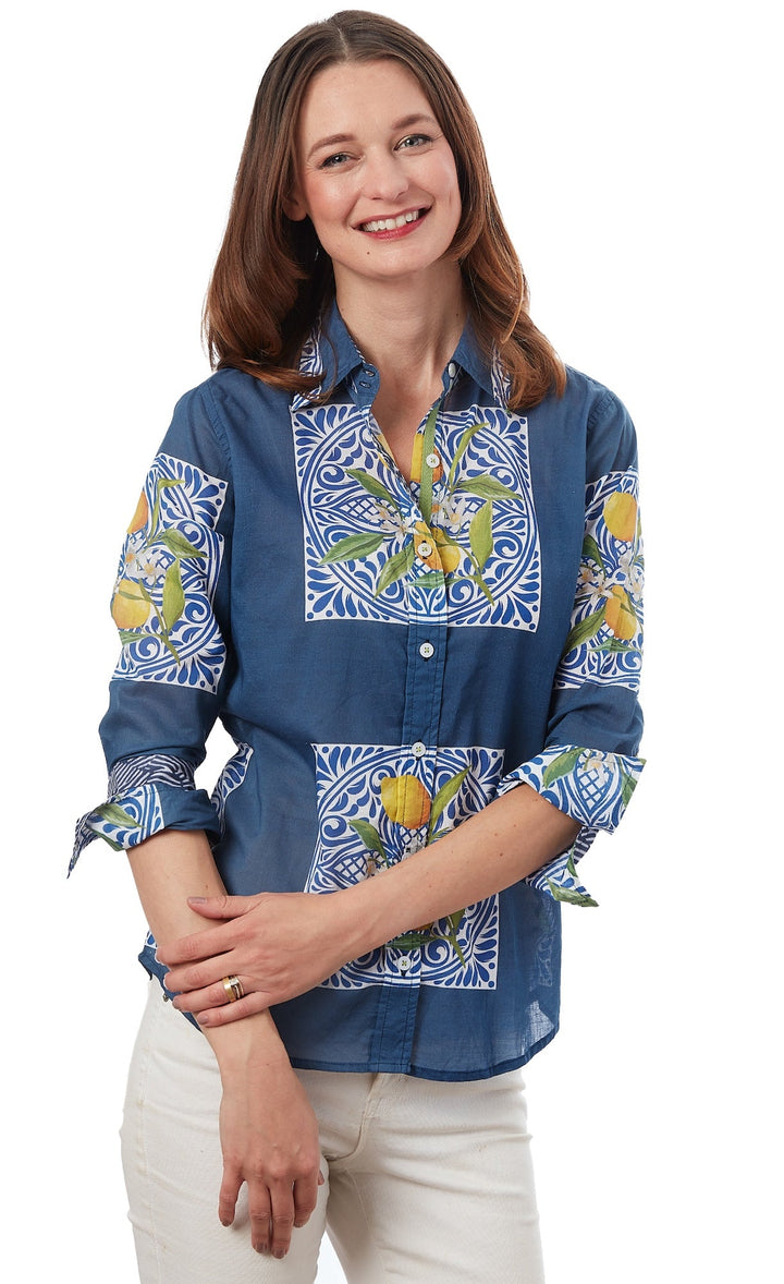 Rome 3/4 Sleeve Lemons Print XS / 4023-R818