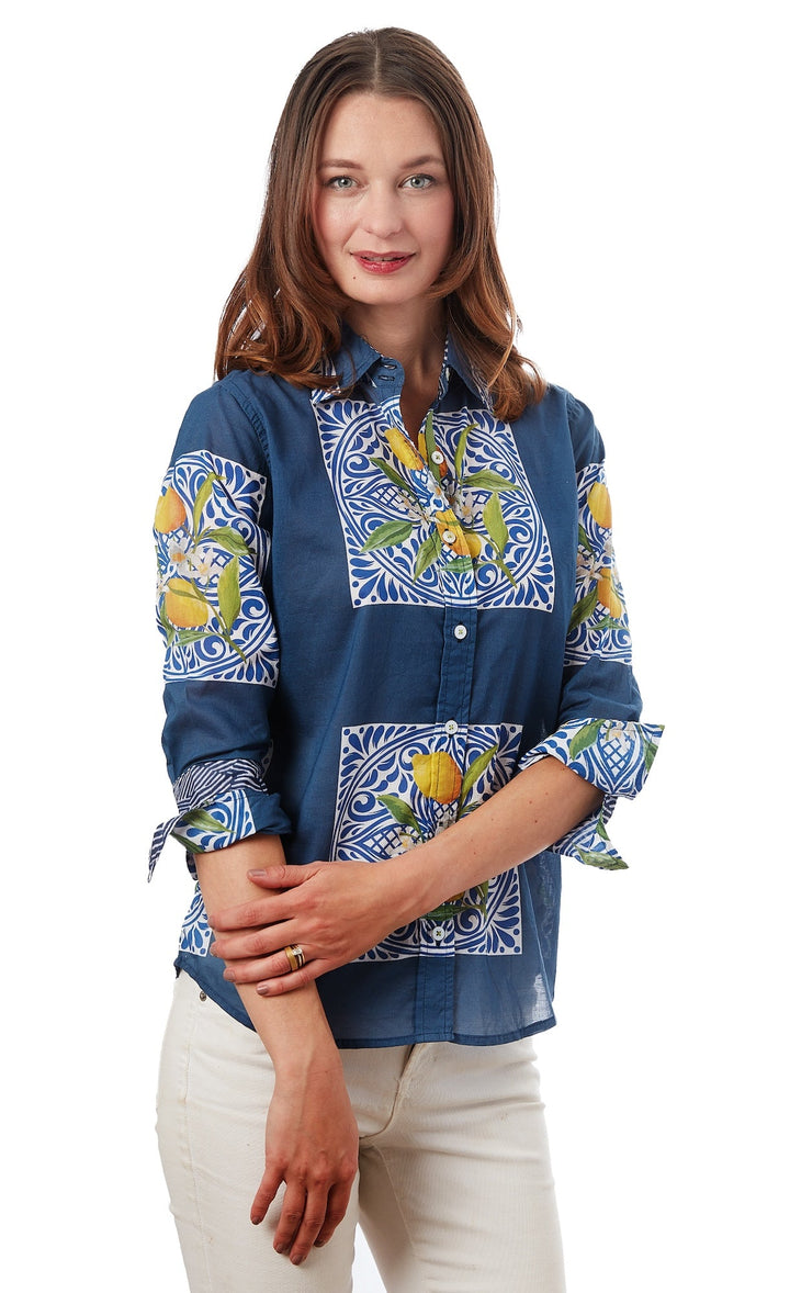 Rome 3/4 Sleeve Lemons Print XS / 4023-R818