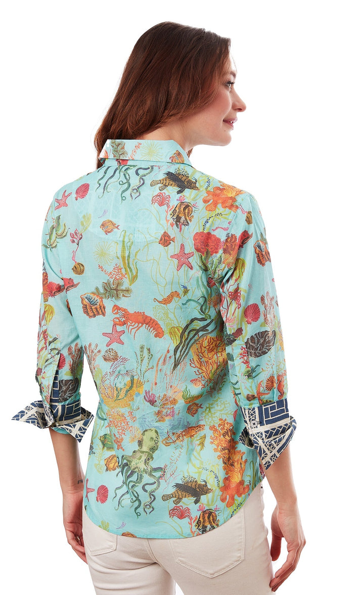 Rome 3/4 Sleeve Sealife Print XS / 4023-R842