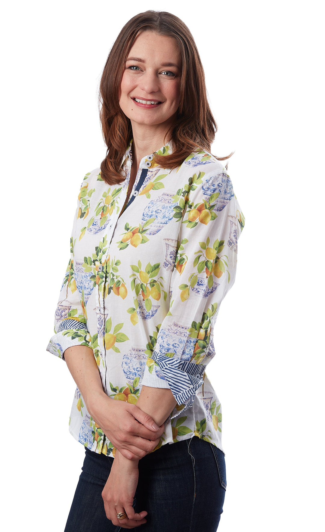 3/4 Sleeve Rome Shirt Lemons And Chinoiserie XS / 4023-S861-XS