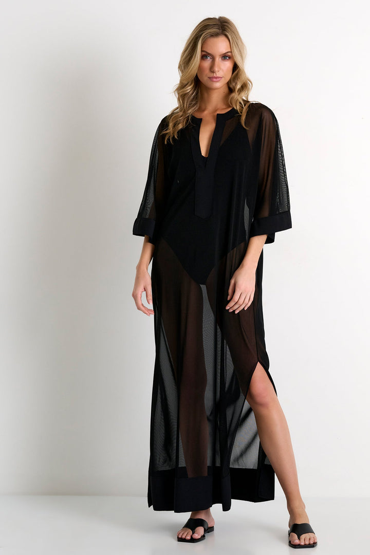 Mesh Maxi Dress With Mosaic Cutouts 02 / 800 Black