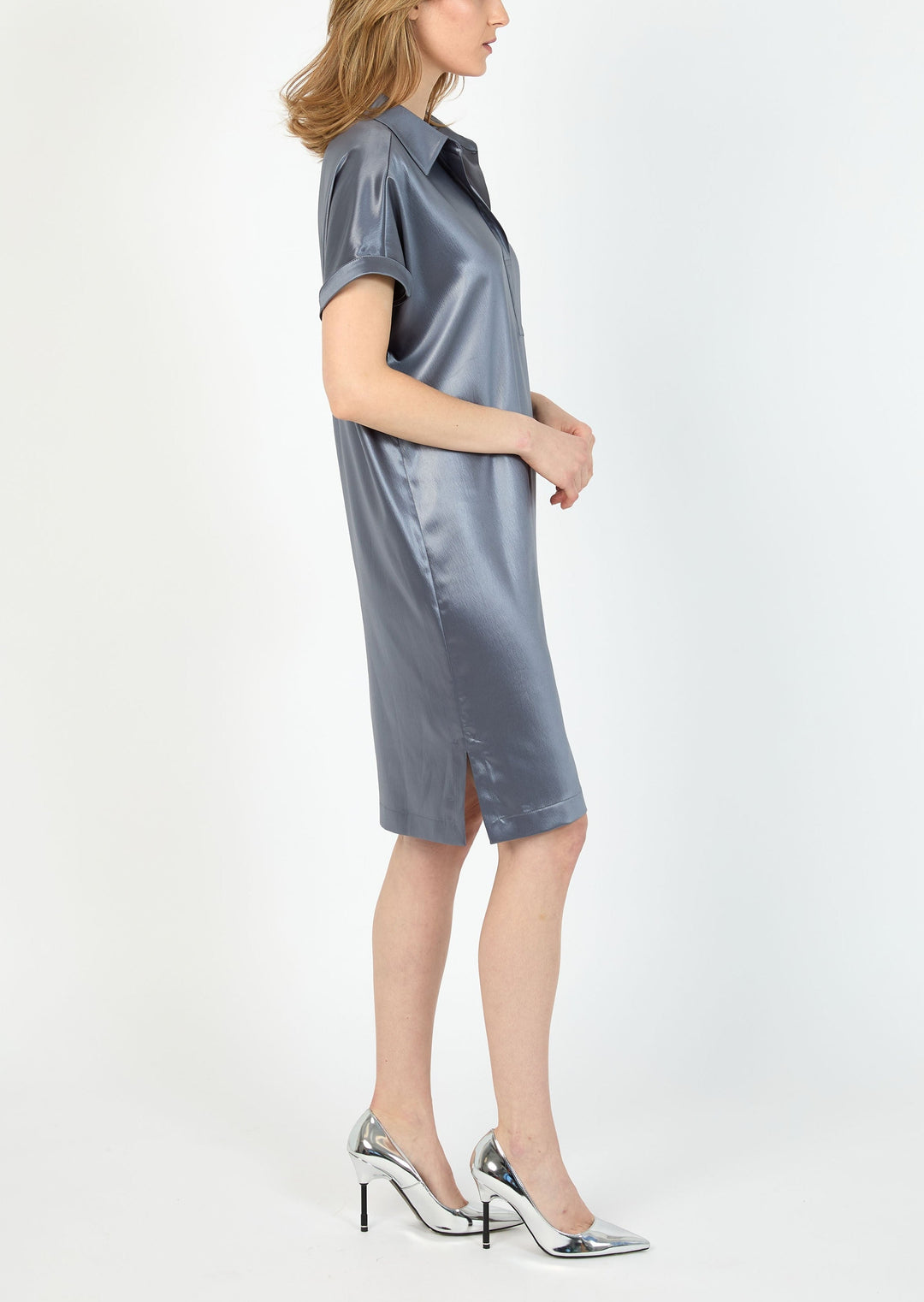 TEXTURED SATIN DRESS