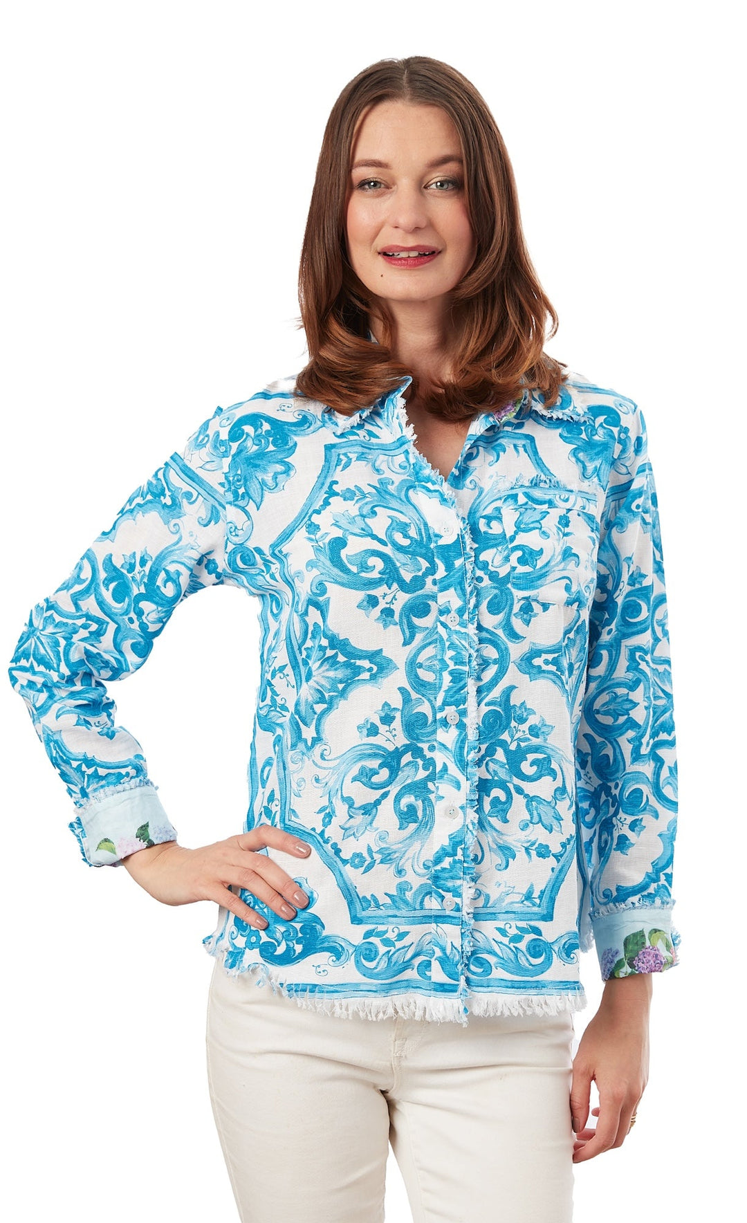 Cape Cod Tunic Turquoise Tile Print XS / 4949-R827