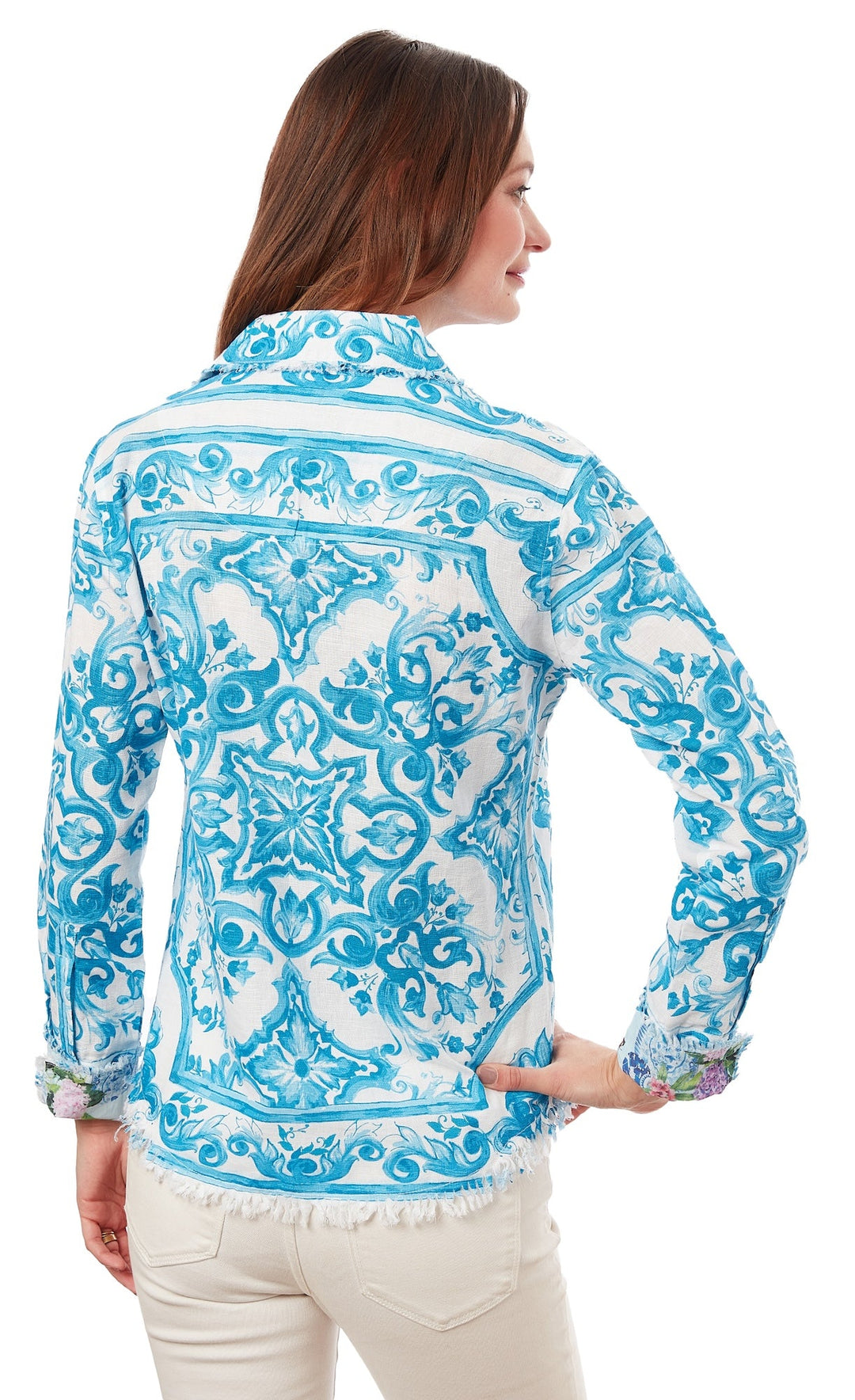 Cape Cod Tunic Turquoise Tile Print XS / 4949-R827