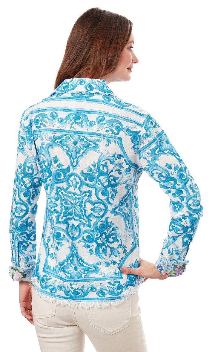 Cape Cod Tunic Turquoise Tile Print XS / 4949-R827