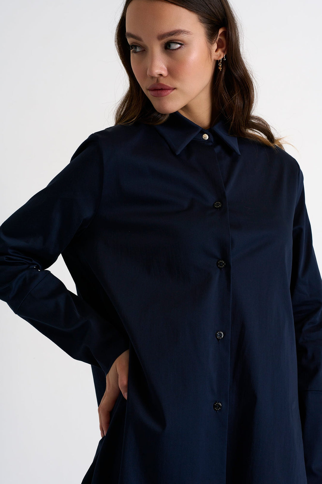 Classic Blouse - 52266-83-550 02 / 550 Navy / 69% COTON 26% NYLON 5% ELASTANE