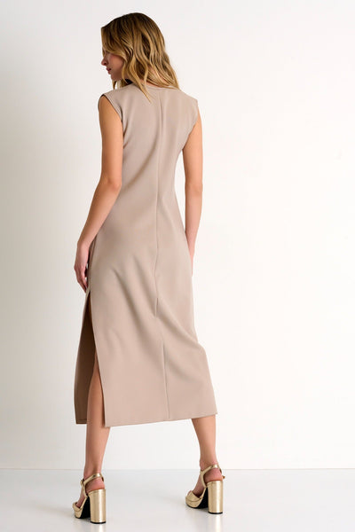 Elegant Sleeveless Maxi Dress - 52327-71-710 02 / 710 Sahara / 75% POLYAMIDE, 25% ELASTANE