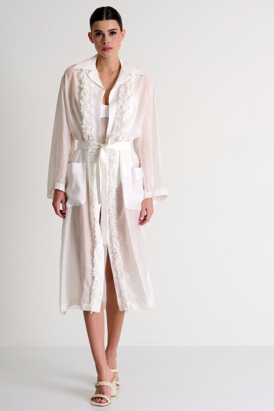 Long Kimono With Fringe Details - 52439-86-000