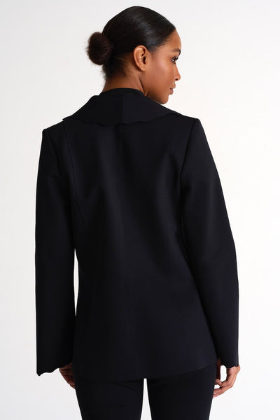Structured Jacket With Scalloped Collar And Cuff - 52447-78-800 02 / 800 Caviar / 75% POLYAMIDE, 25% ELASTANE