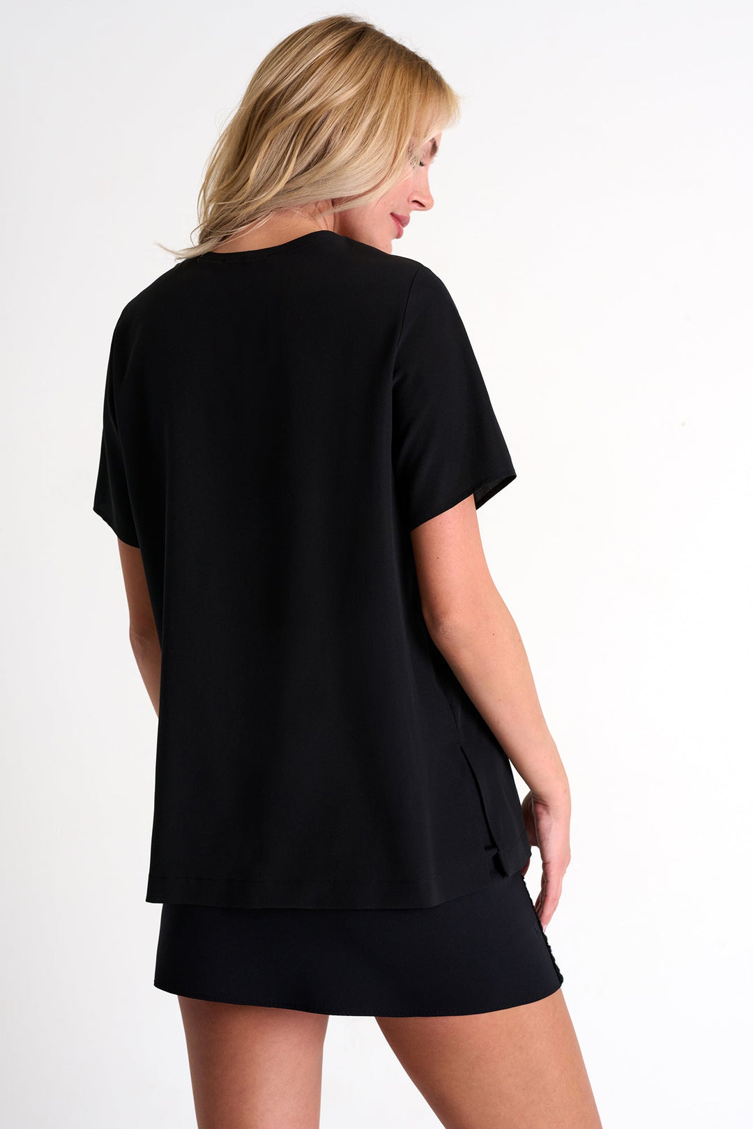 Short-Sleeve Silk T-Shirt - 52451-60-800 02 / 800 Caviar / 95% SILK 5% ELASTANE