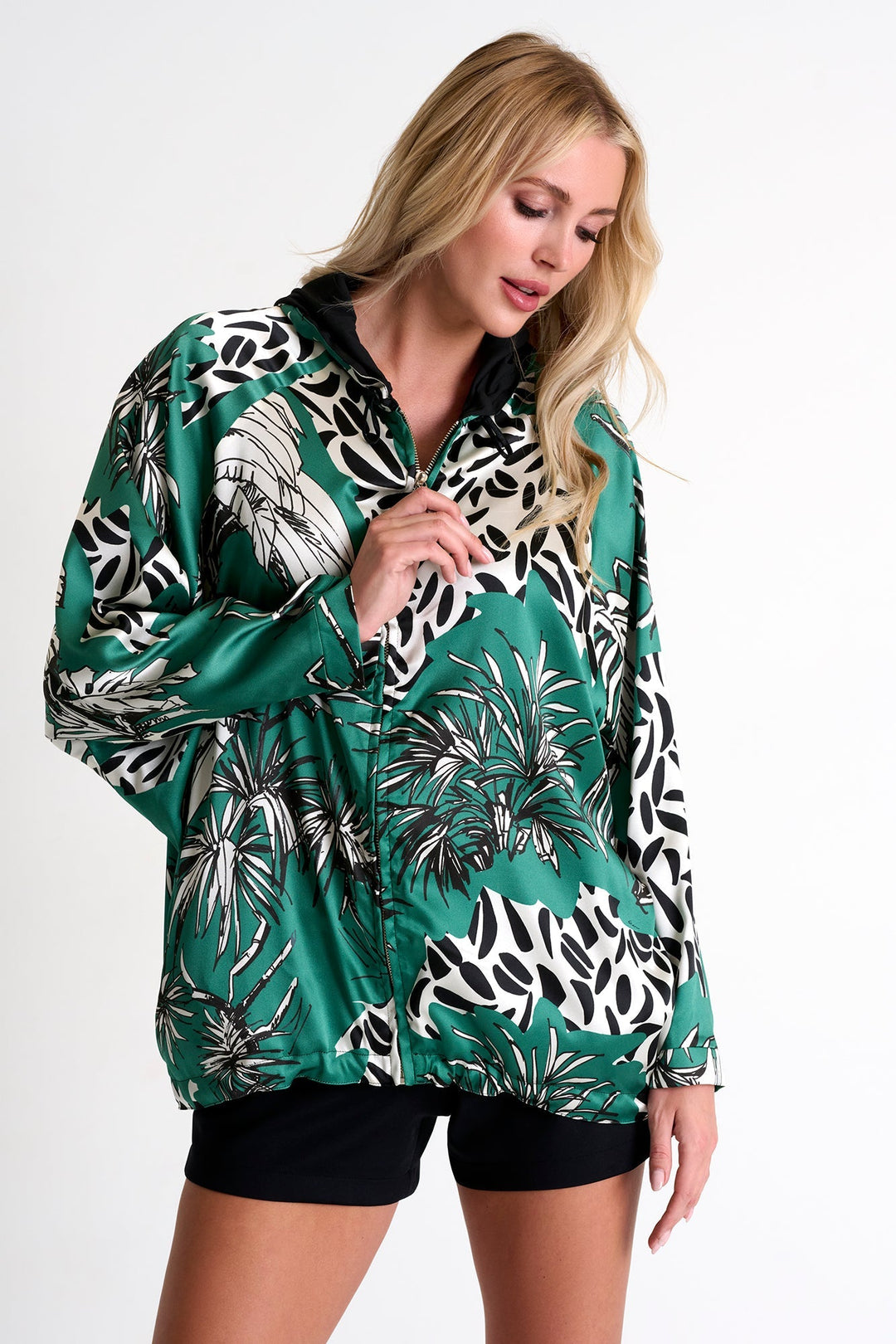 Reversible Oversized Silk Jacket  - 52451-79-951 02 / 951 Oasis / 95% SILK 5% ELASTANE