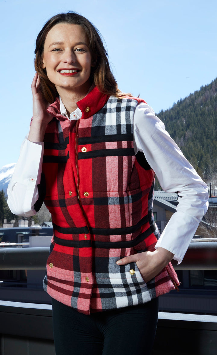 Rosey Vest With Contrast Lining In Red Yarndyed Flannel Plaid XS / 5506-F3011R