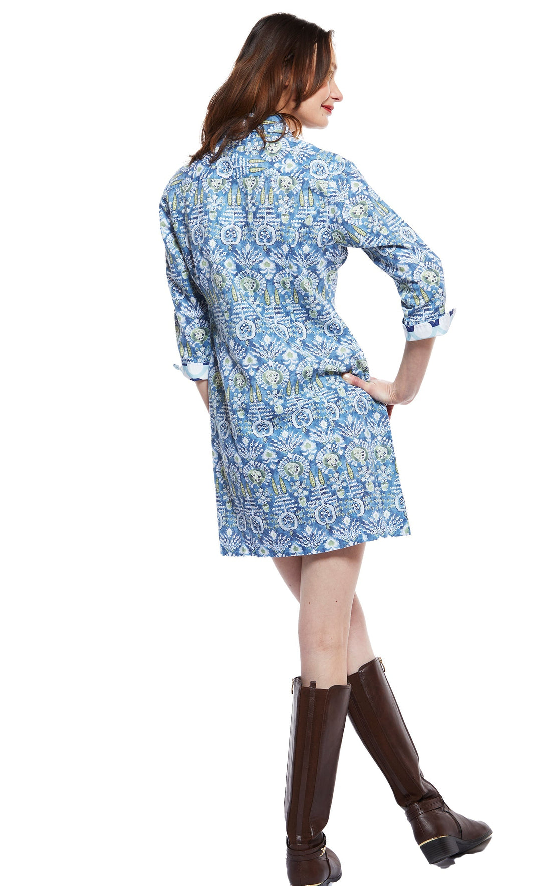 Sag Harbor Dress With Blue Kilim Print XS / 611-F931A