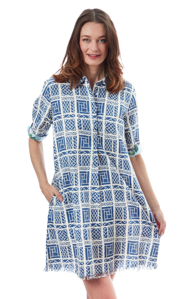 Chatham Dress Navy Chinoiserie XS / 615A-R822