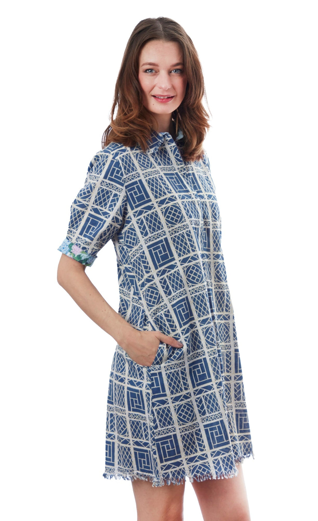 Chatham Dress Navy Chinoiserie XS / 615A-R822