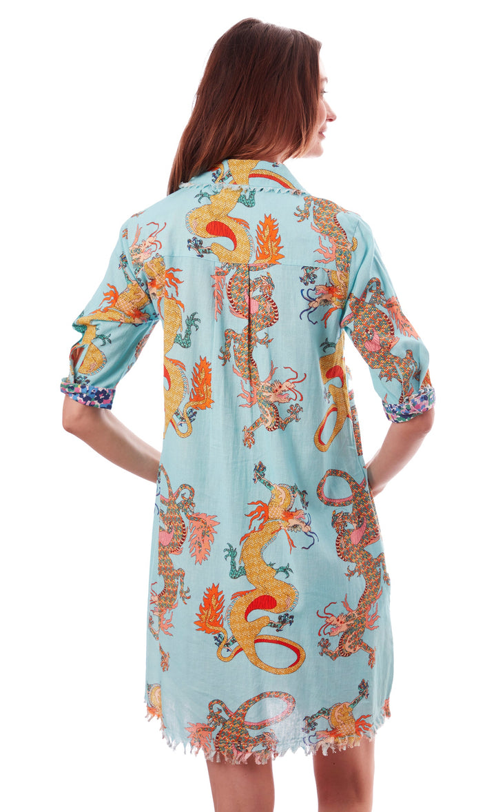 Chatham Dress Turq Dragon XS / 615A-S791-XS