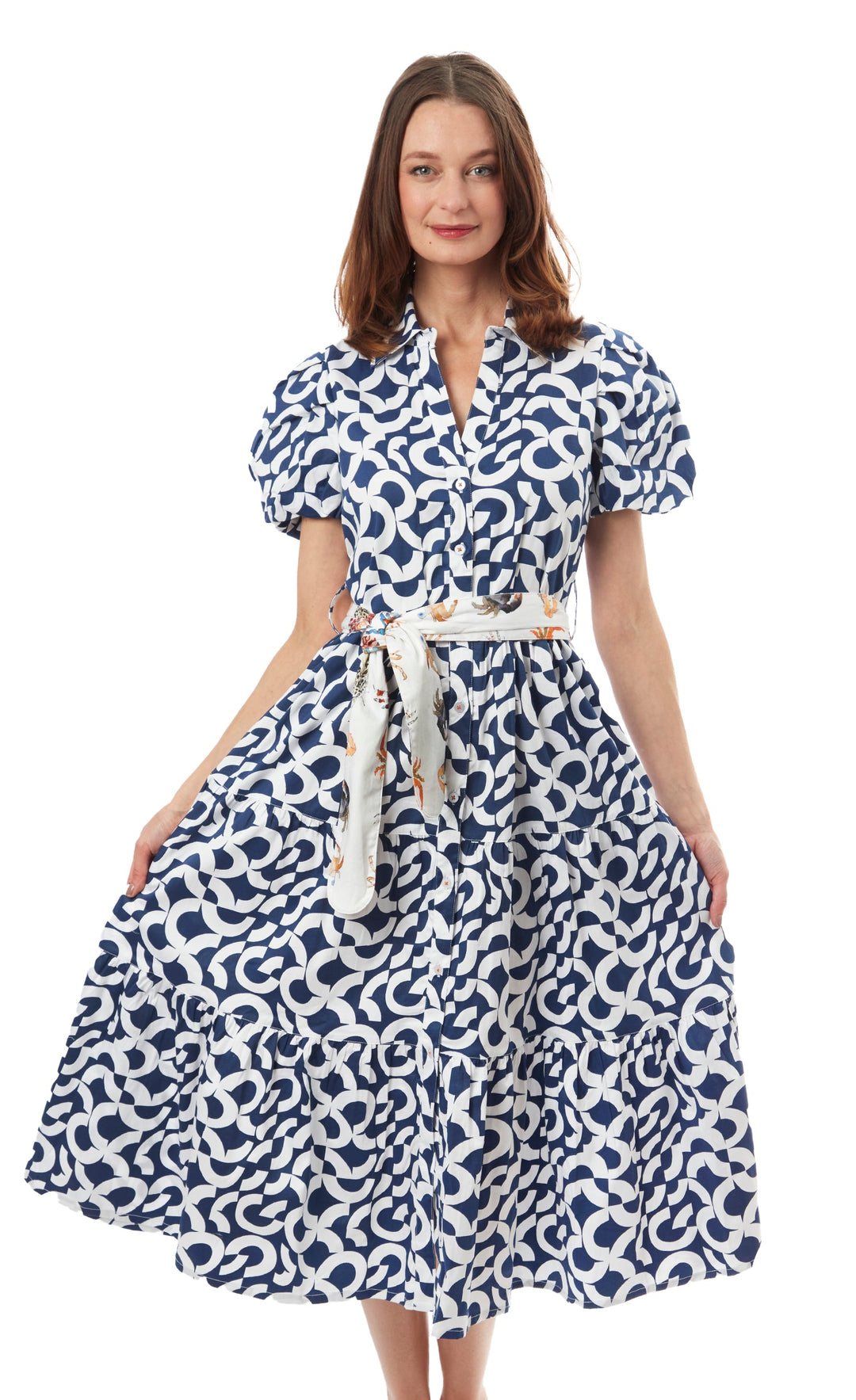 Litchfield Dress Navy White Geo