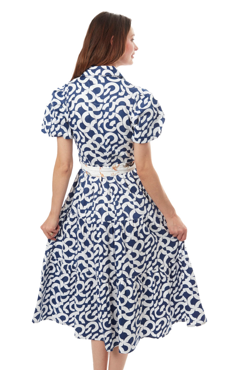 Litchfield Dress Navy White Geo