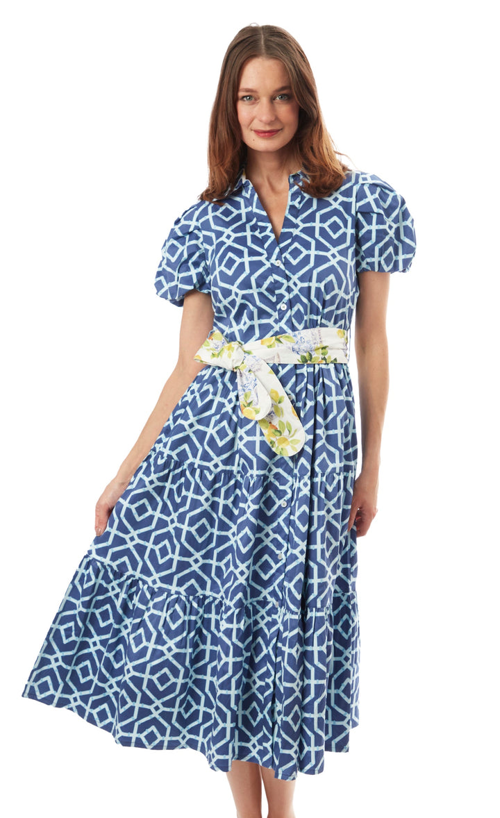 Litchfield Dress Navy White Geometric Print