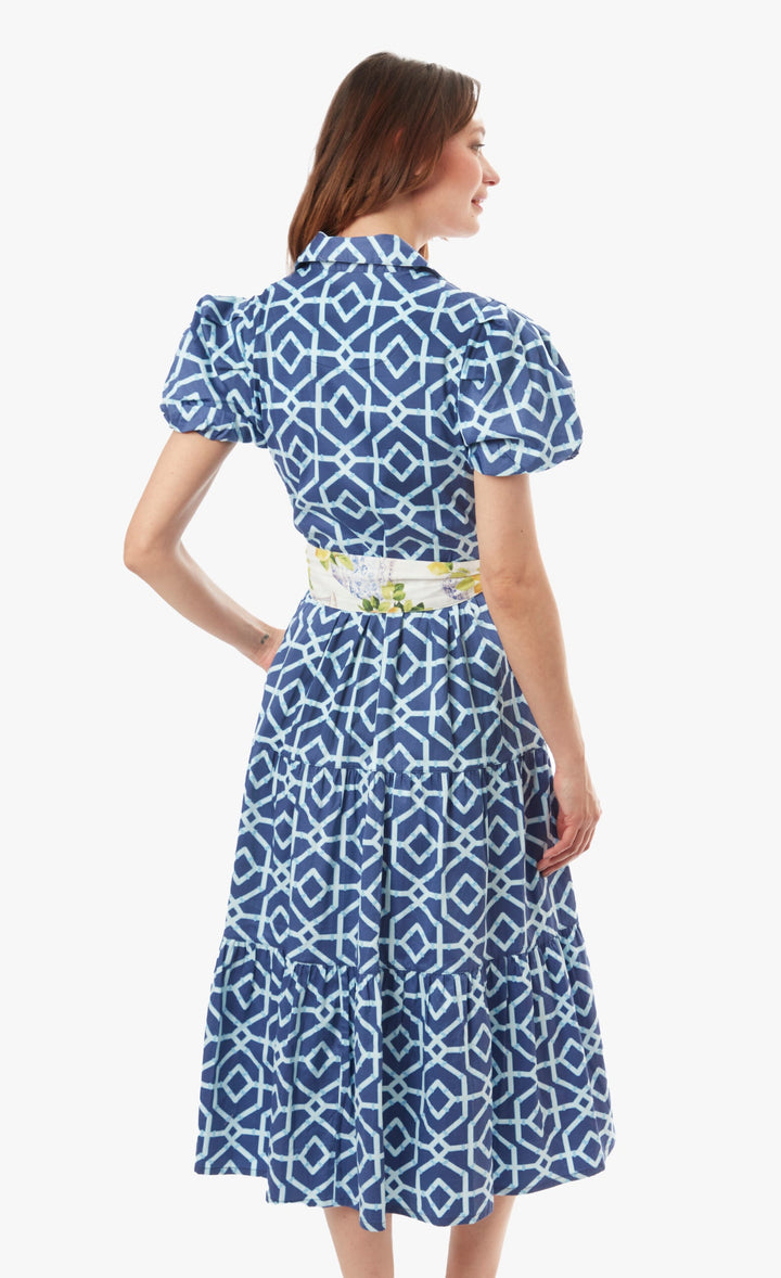 Litchfield Dress Navy White Geometric Print
