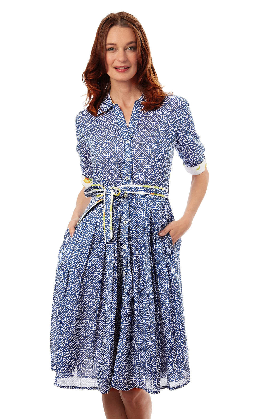 Mrs Maisel Navy White Geometric Print