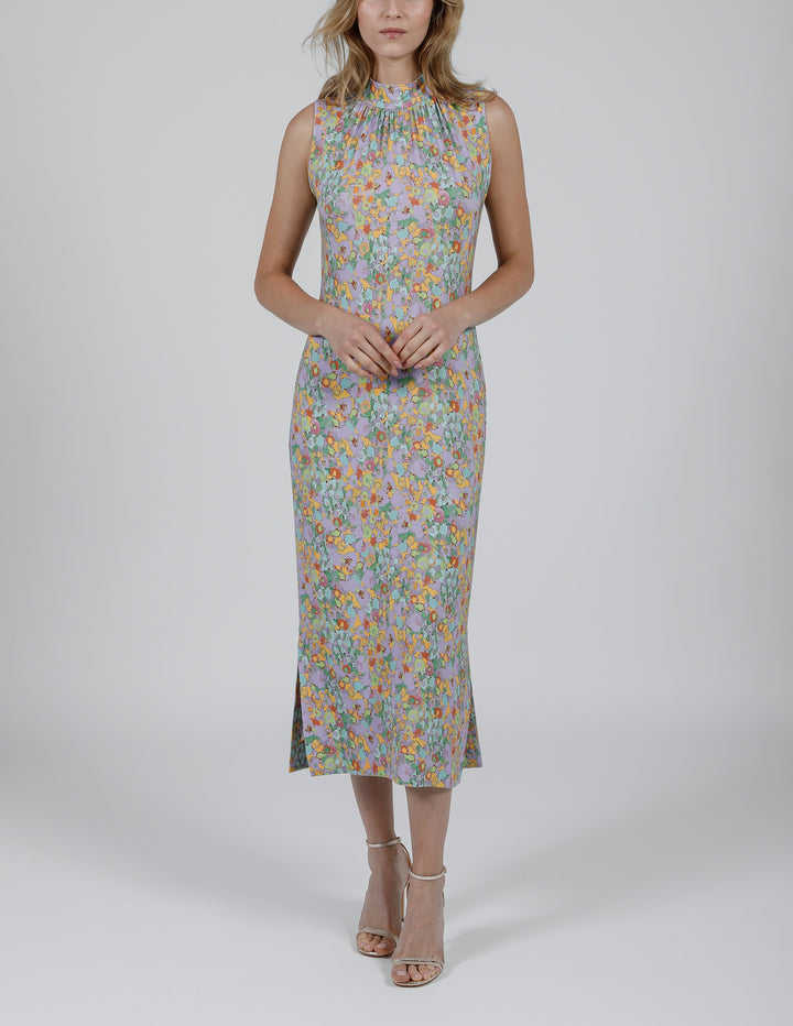 ROYAL GARDEN PRINT KNIT MIDI DRESS