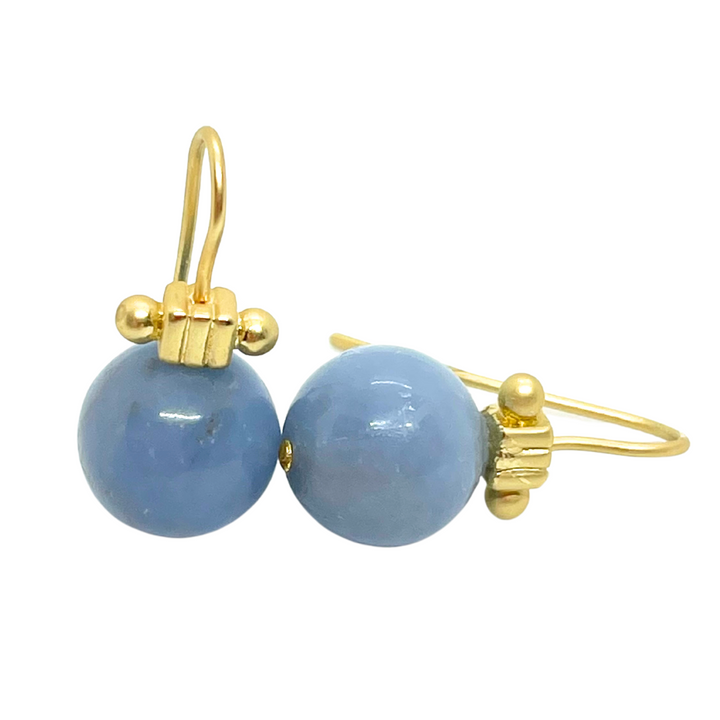 Blue Angelite Column Top Earrings