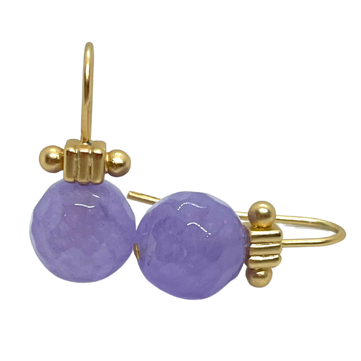 Lavender Jade Matte Gold Column Top Earrings